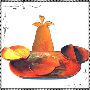 Vintage Wooden Monkey Bowl Decorative Set